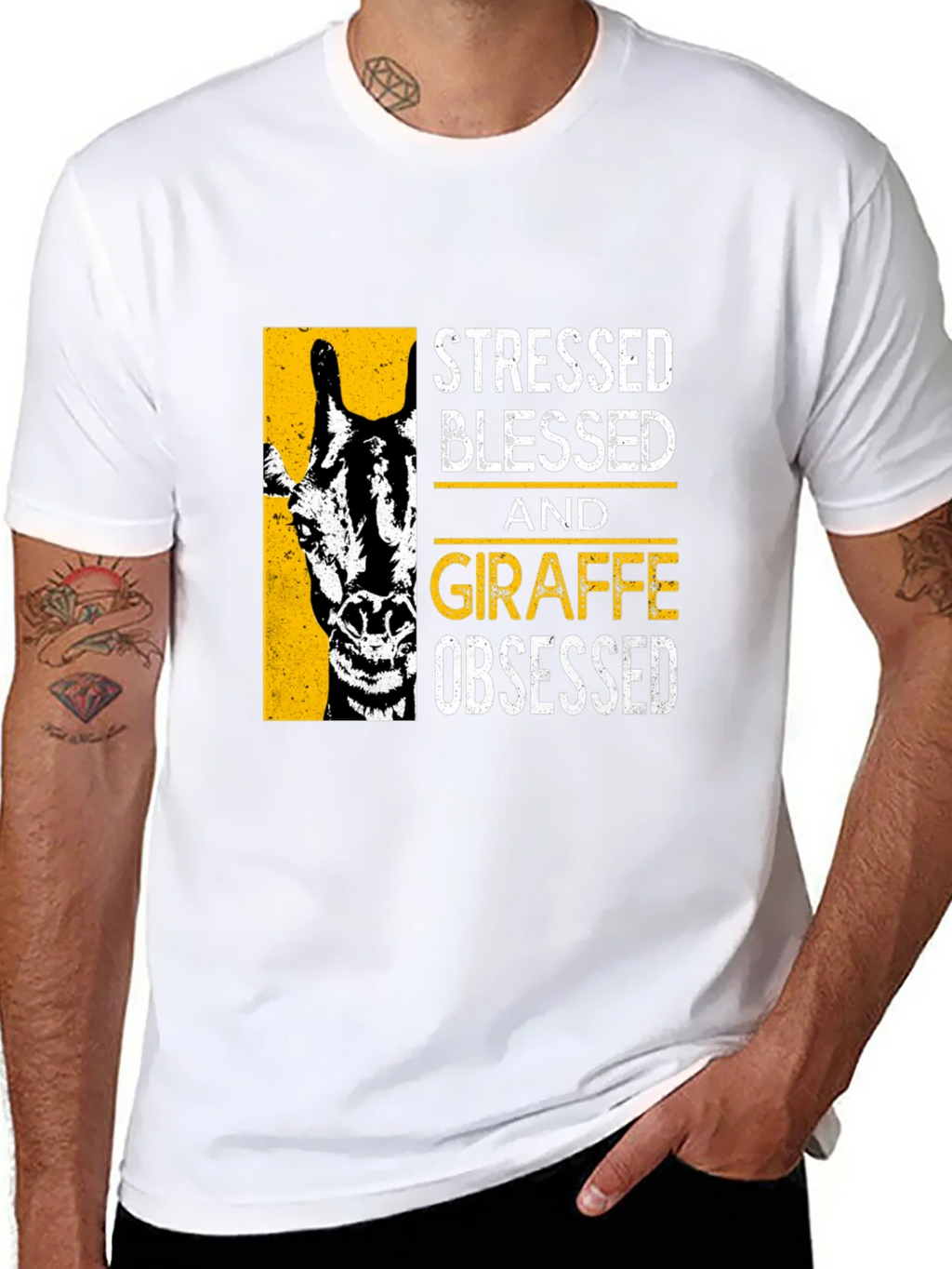 Stressed Blessed Giraffe Obsessed Graphic T-Shirt product image 10
