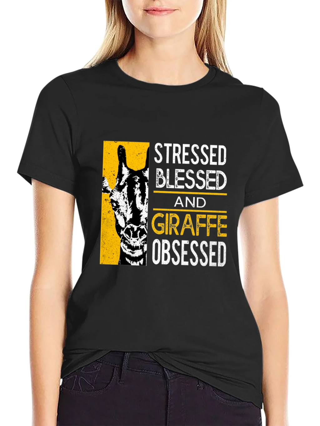 Stressed Blessed Giraffe Obsessed Graphic T-Shirt product image 5