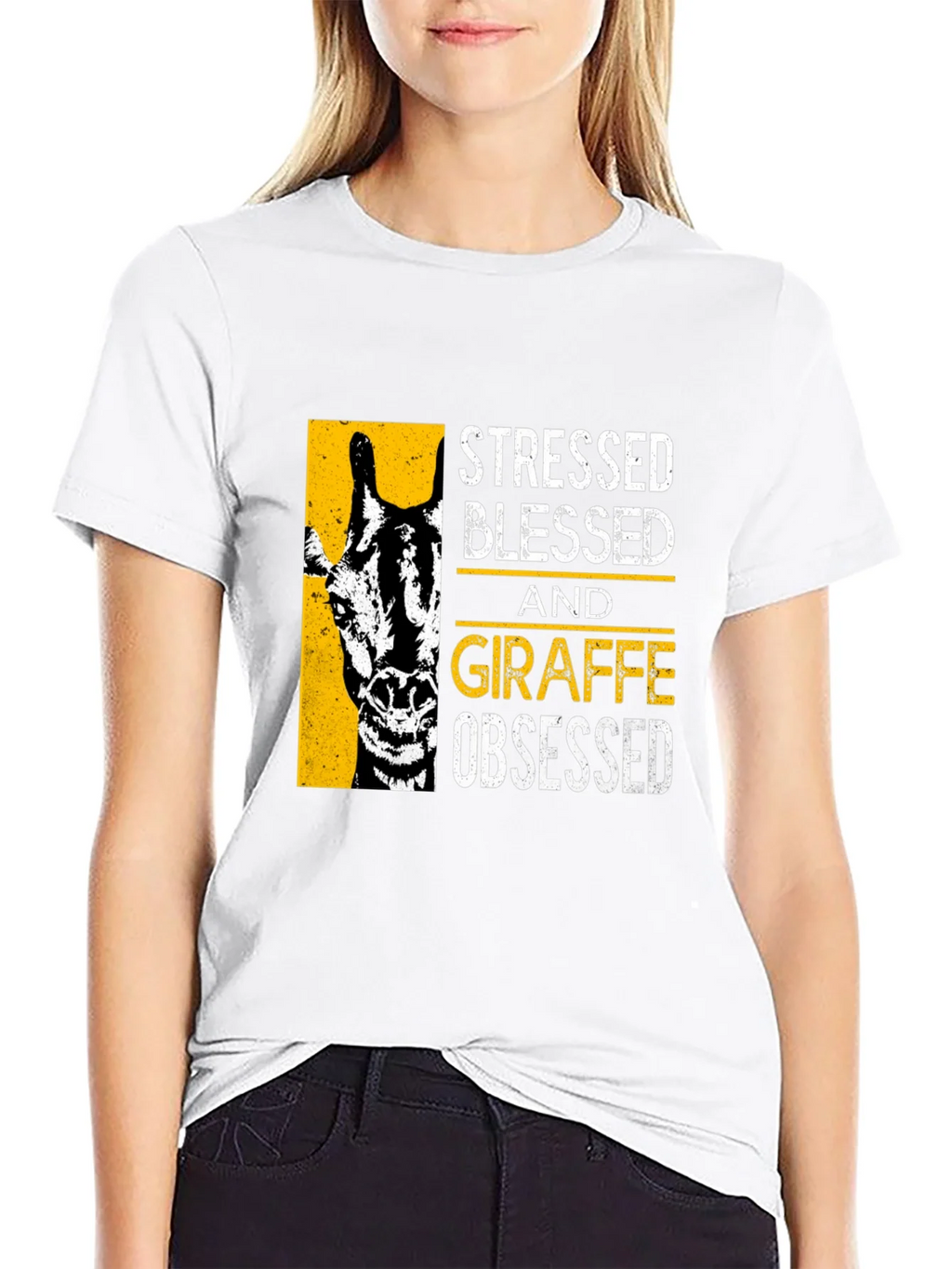 Stressed Blessed Giraffe Obsessed Graphic T-Shirt product image 11