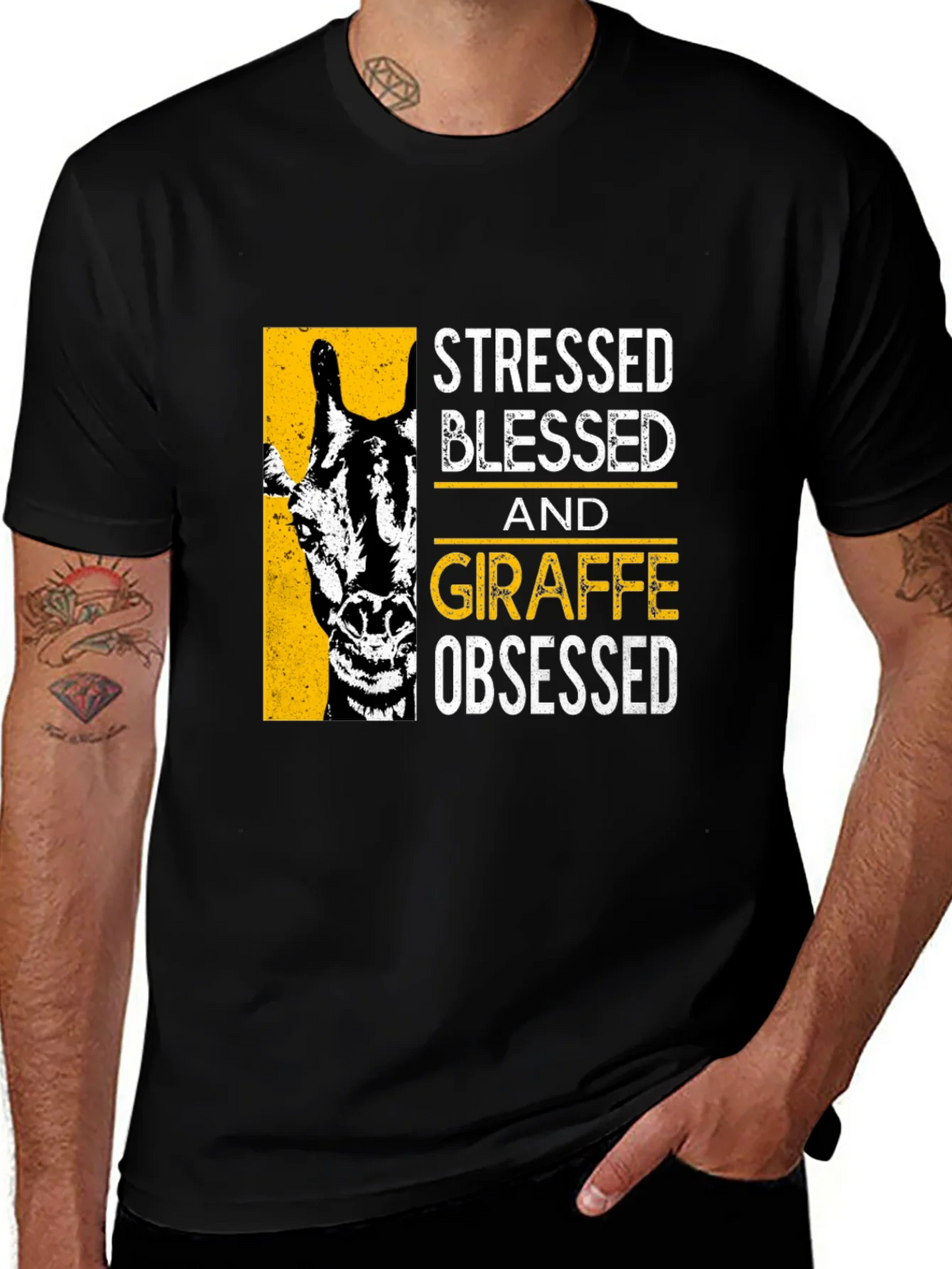 Stressed Blessed Giraffe Obsessed Graphic T-Shirt product image 1