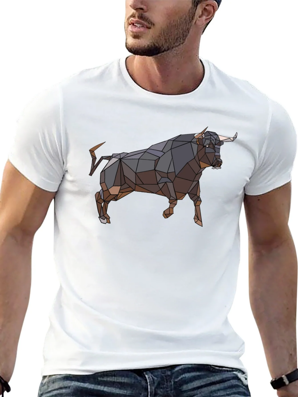 Geometric Bull Graphic Tee - Black product image 4
