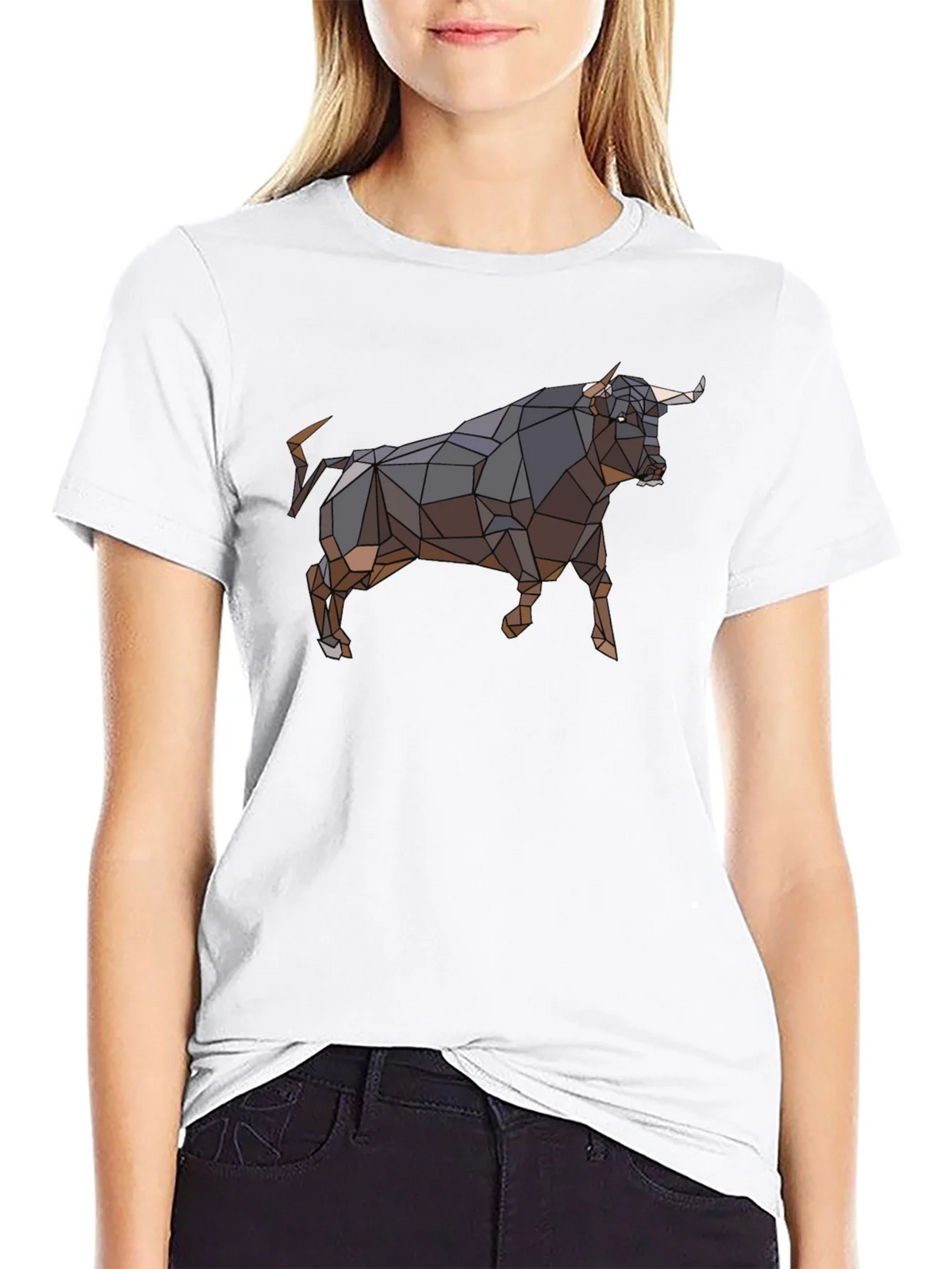 Geometric Bull Graphic Tee - Black product image 11