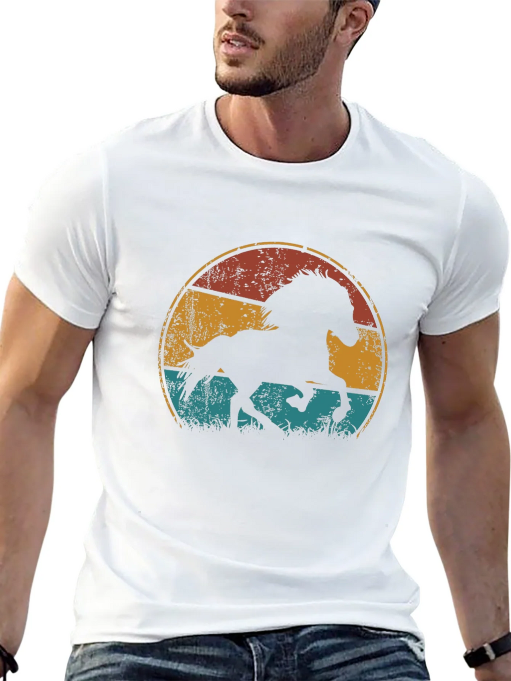 Vintage Horse Graphic Tee - Retro Style Black T-Shirt product image 4
