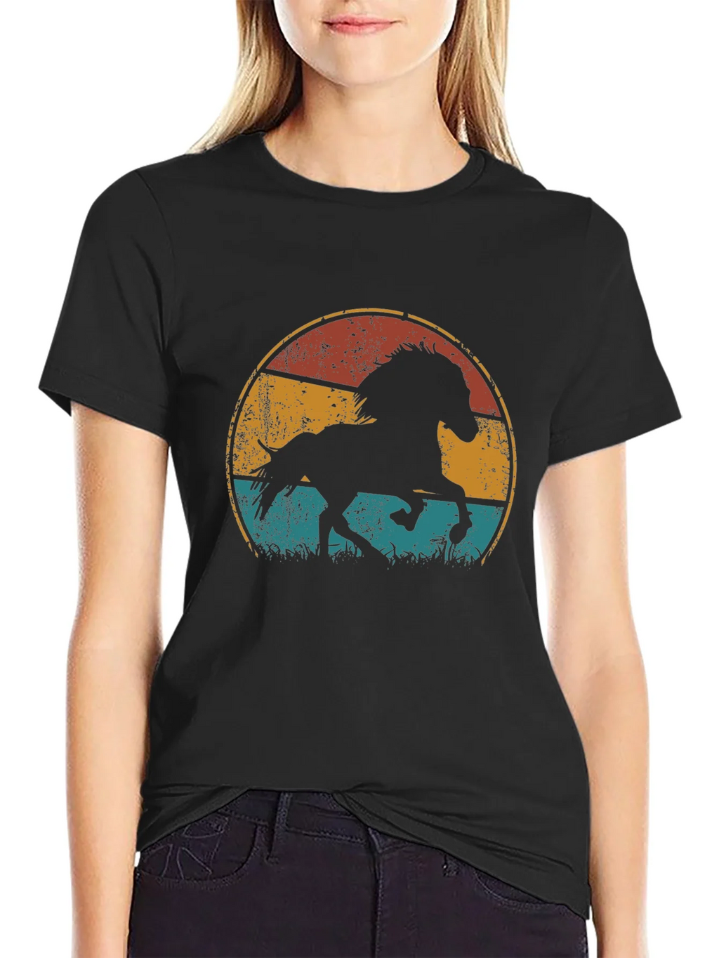 Vintage Horse Graphic Tee - Retro Style Black T-Shirt product image 5