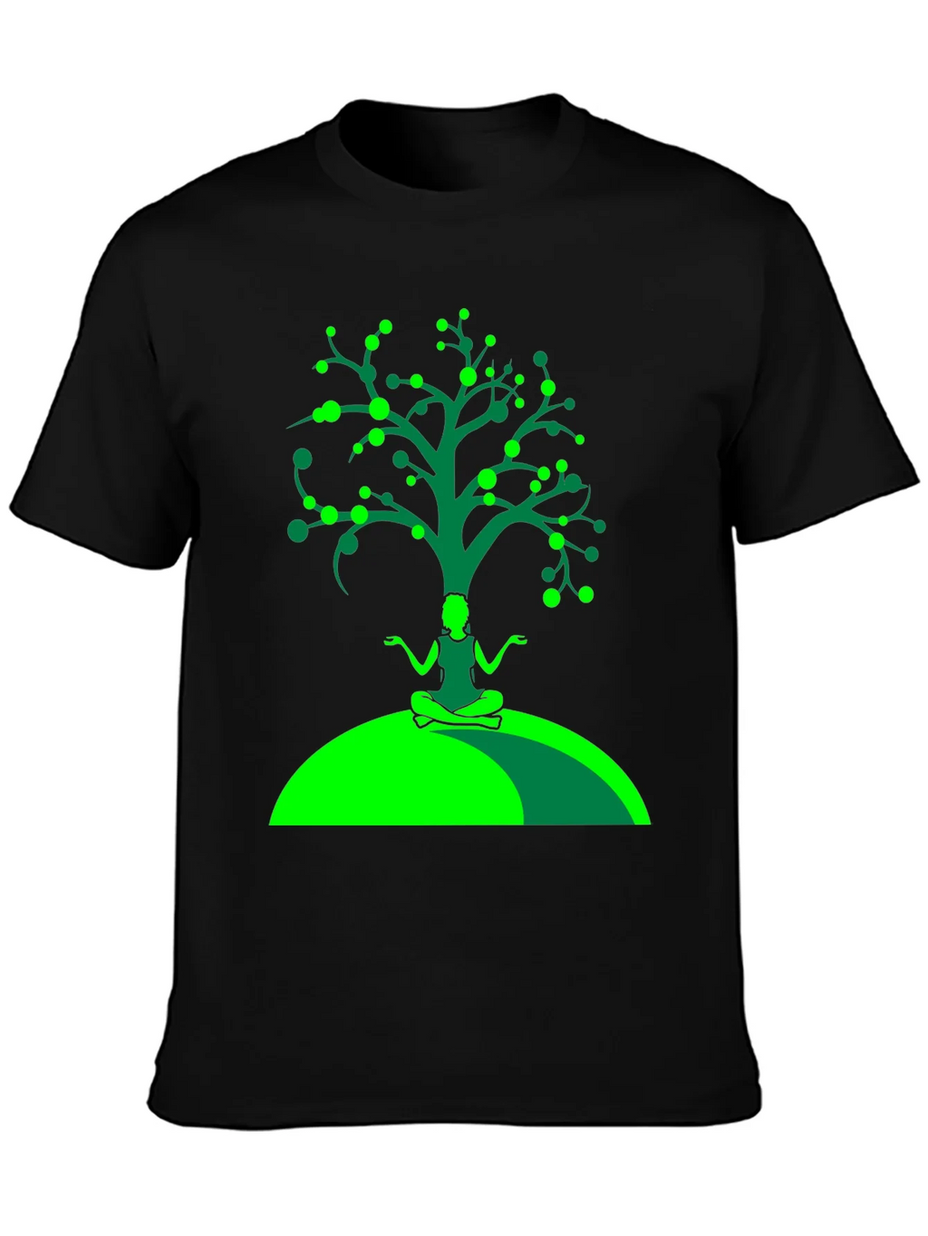 Yoga Tree Graphic Tee - Black Cotton T-Shirt product image 6