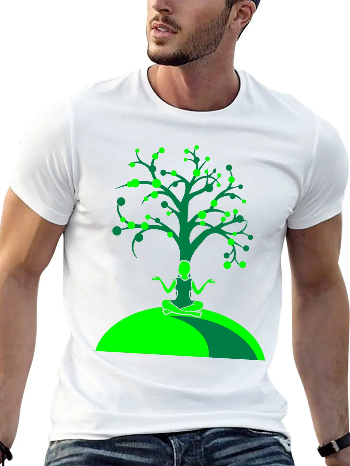 Yoga Tree Graphic Tee - Black Cotton T-Shirt product image 4