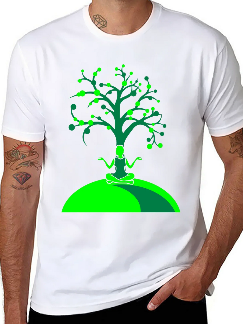 Yoga Tree Graphic Tee - Black Cotton T-Shirt product image 10