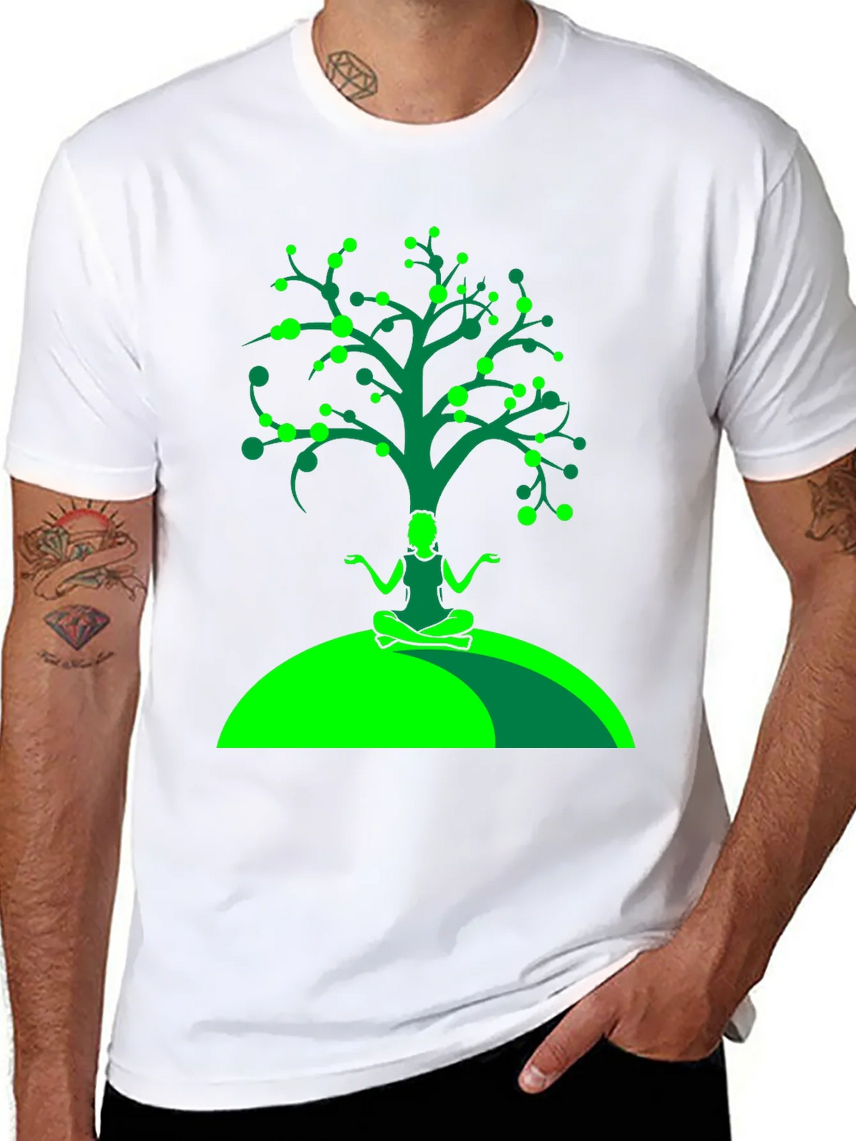 Yoga Tree Graphic Tee - Black Cotton T-Shirt product image 10