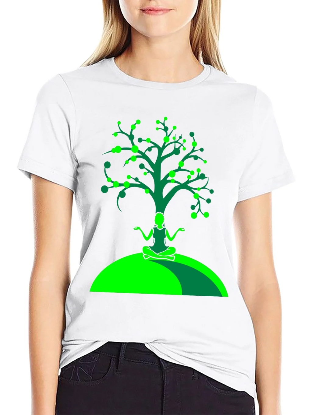 Yoga Tree Graphic Tee - Black Cotton T-Shirt product image 11