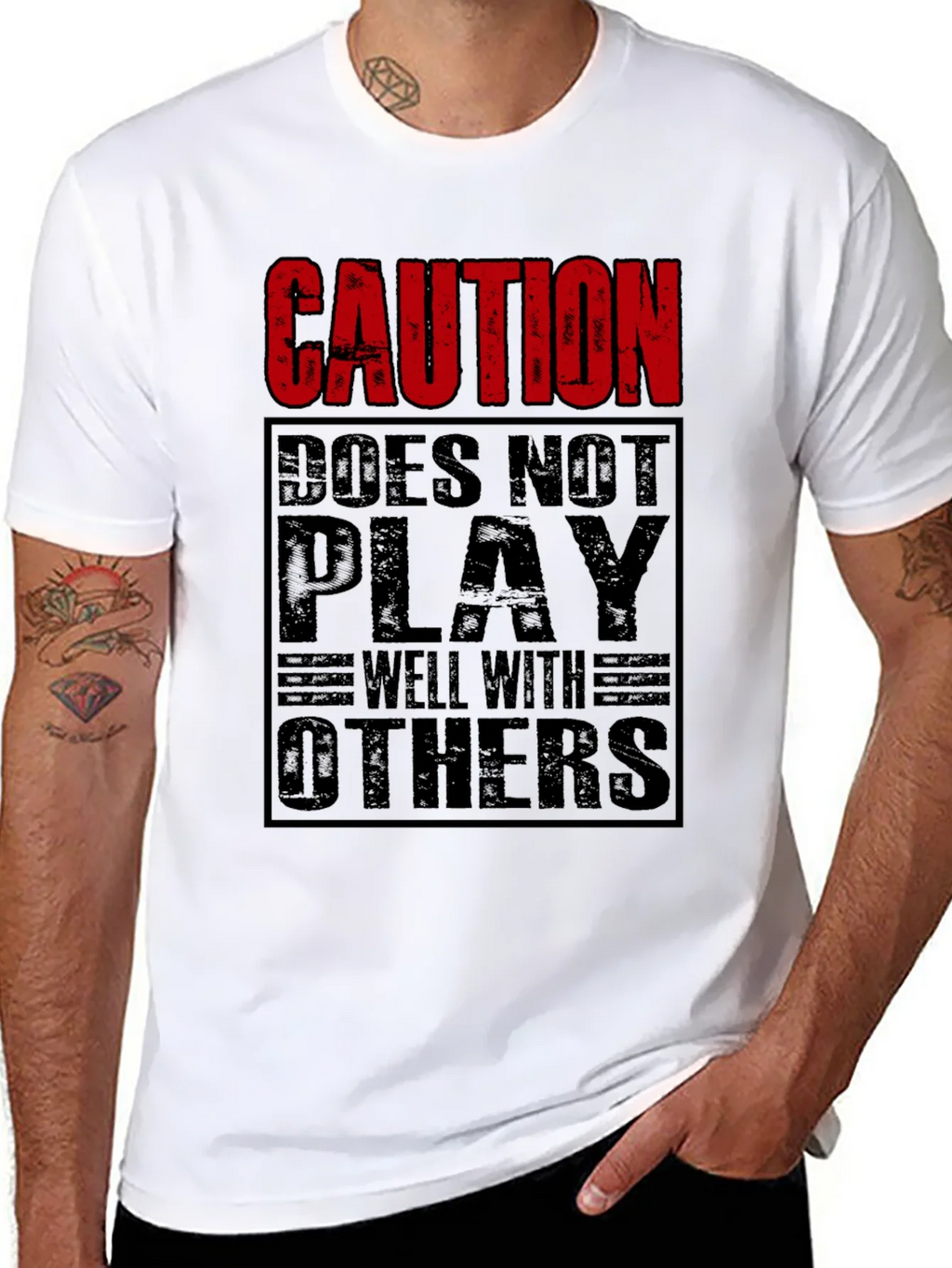 Caution Doesnt Play Well With Others Black T-Shirt product image 10