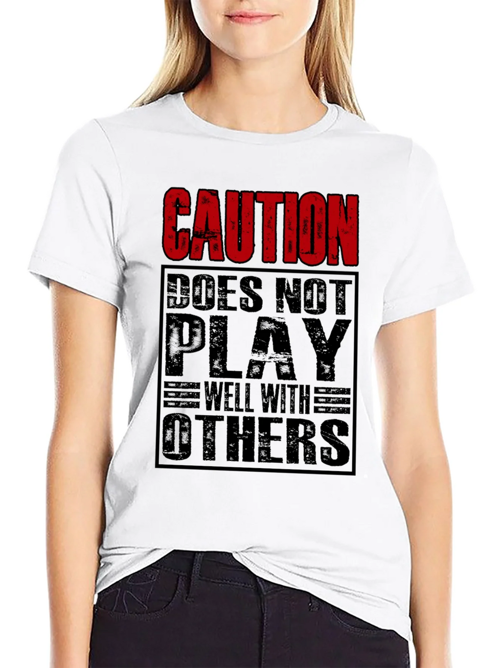 Caution Doesnt Play Well With Others Black T-Shirt product image 11
