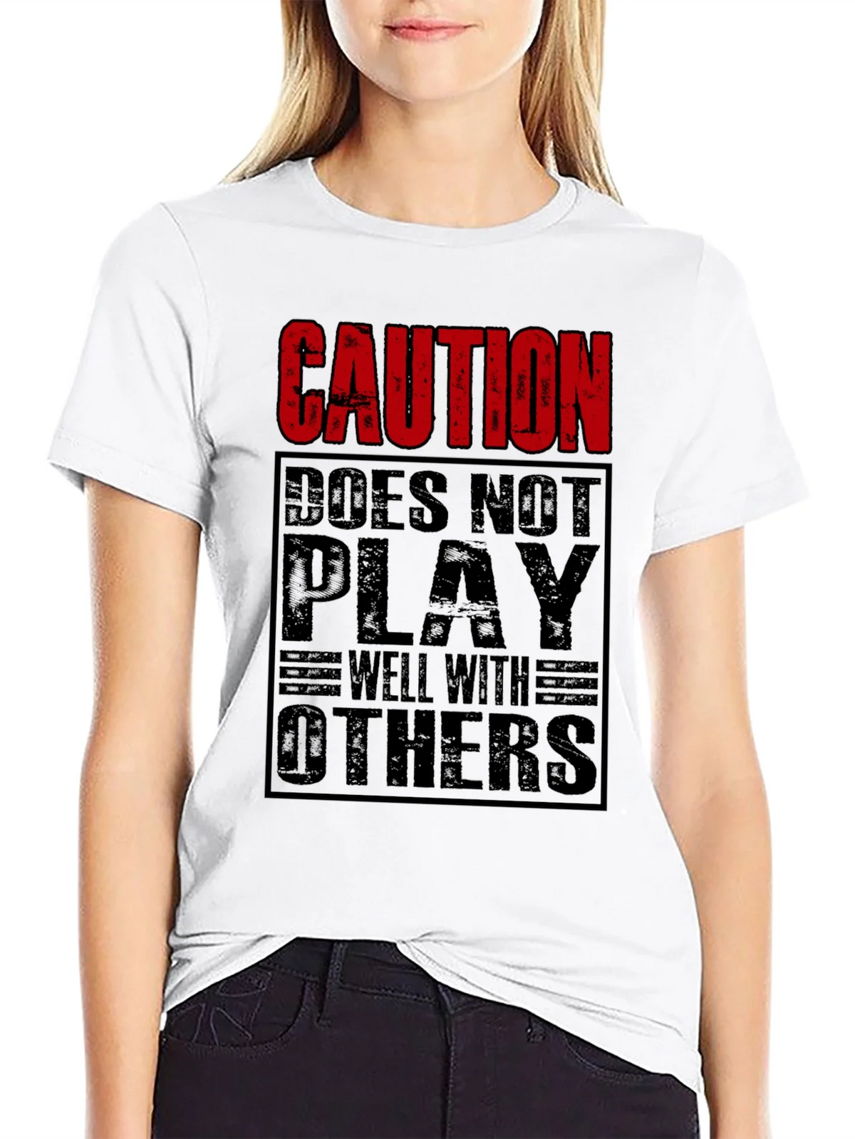 Caution Doesnt Play Well With Others Black T-Shirt product image 11