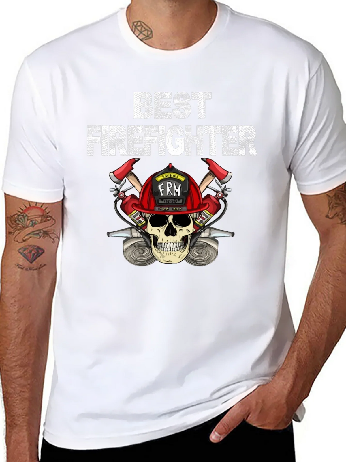 Best Firefighter Skull Graphic T-Shirt product image 7