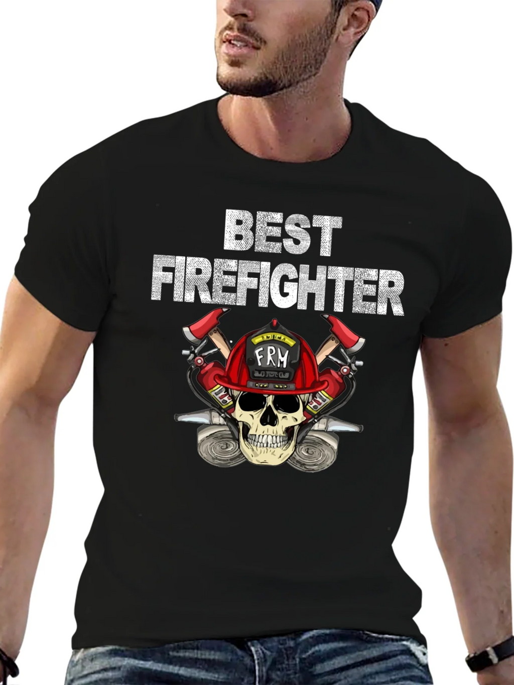 Best Firefighter Skull Graphic T-Shirt product image 6