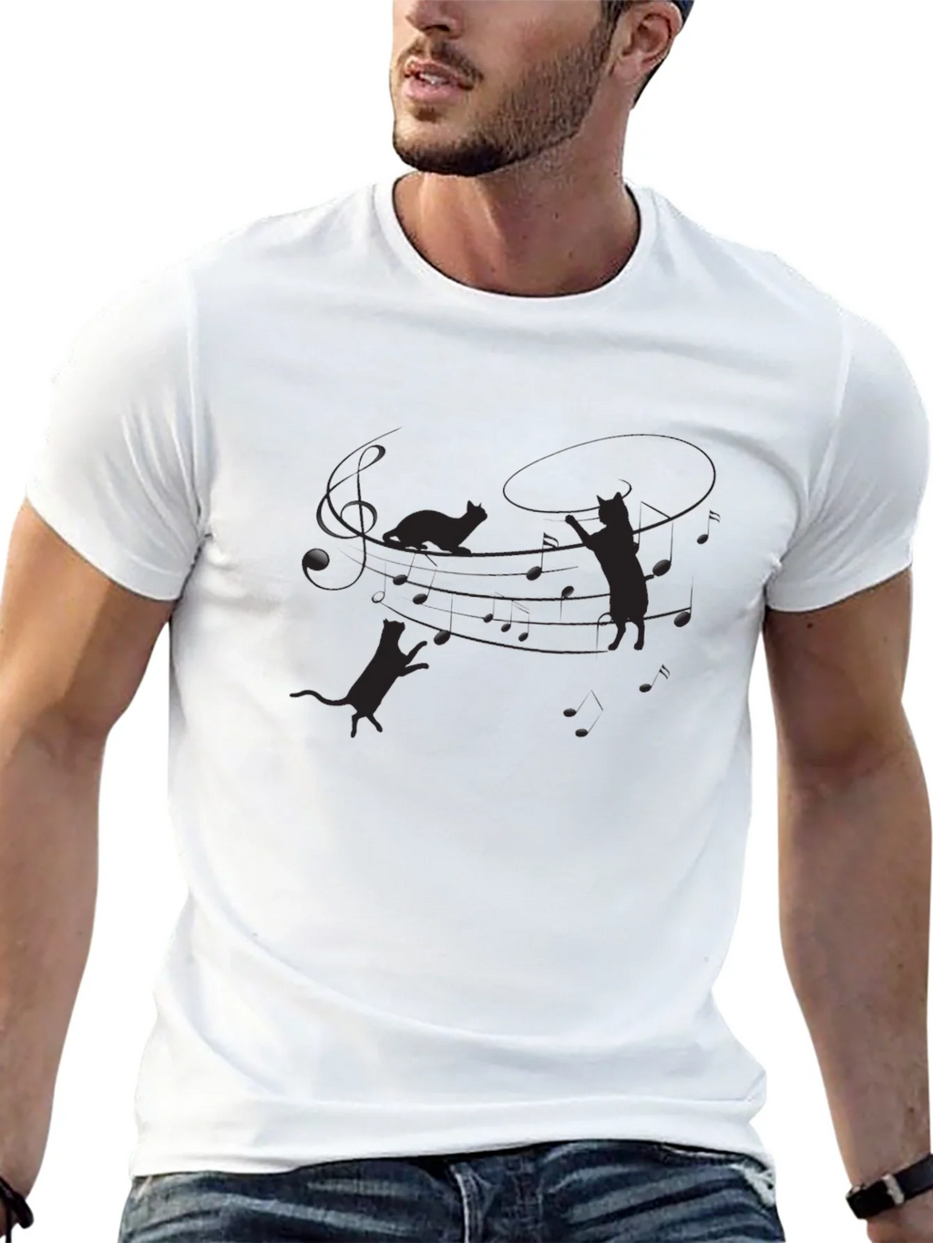 Mens Black Cat Silhouette Graphic Tee product image 4