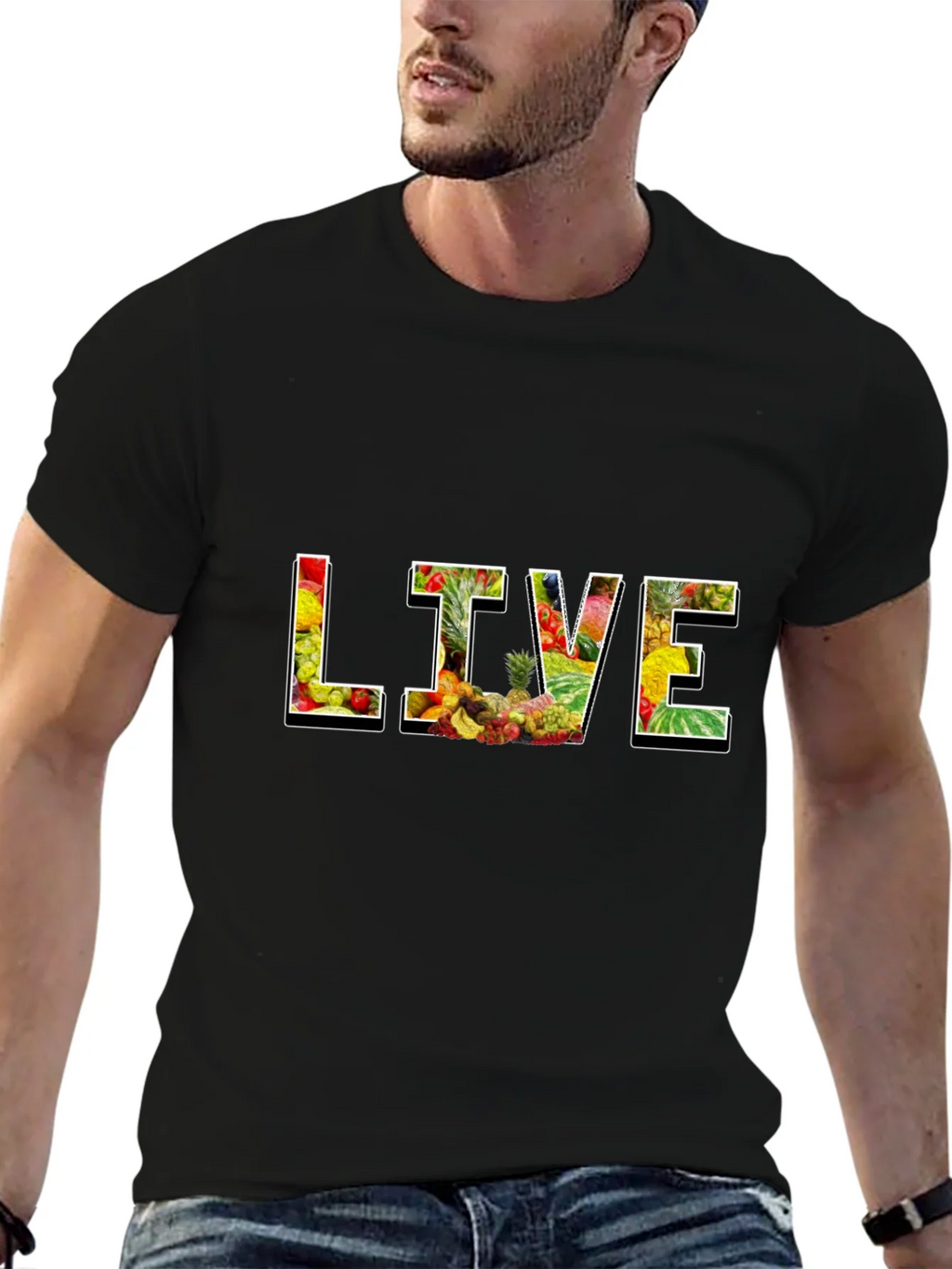Live Fruit Graphic Black T-Shirt product image 9