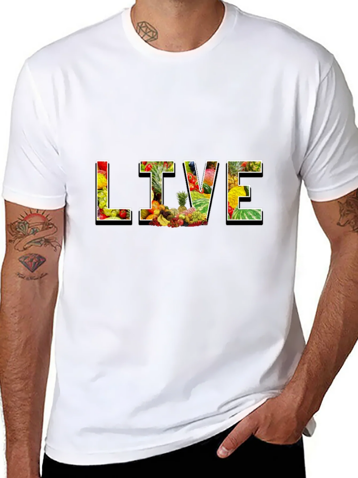 Live Fruit Graphic Black T-Shirt product image 10