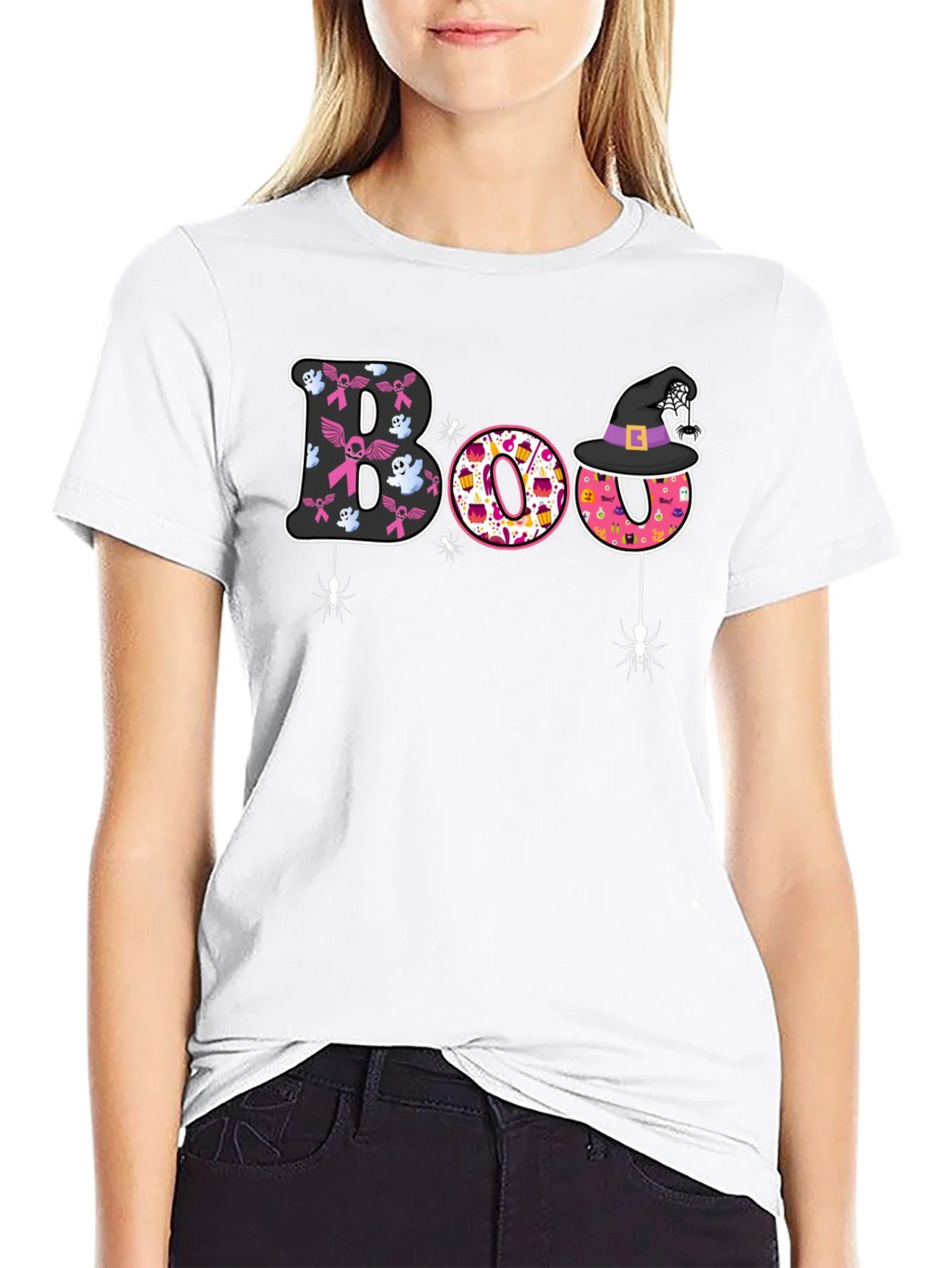 Boo Halloween Graphic Tee - Breast Cancer Awareness product image 8