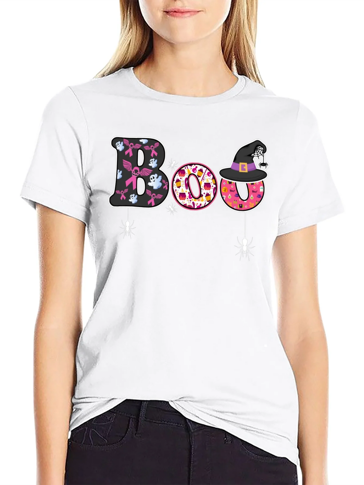 Boo Halloween Graphic Tee - Breast Cancer Awareness product image 8