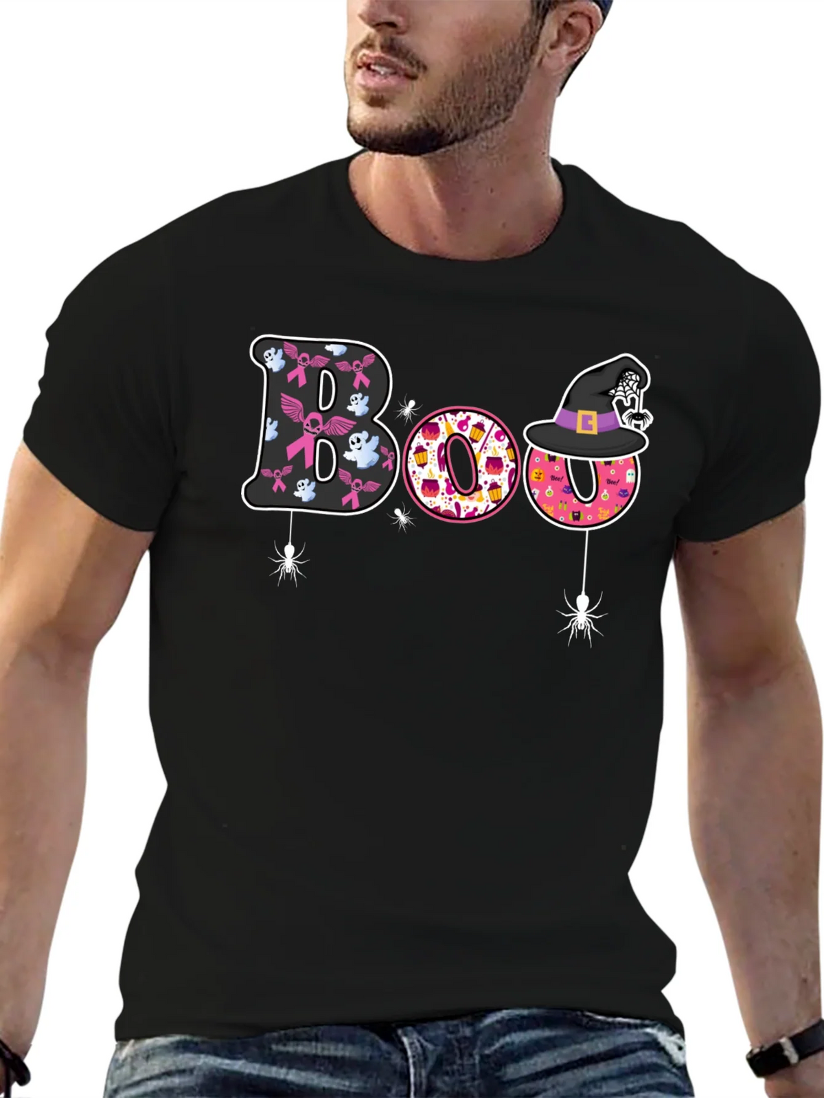 Boo Halloween Graphic Tee - Breast Cancer Awareness product image 6