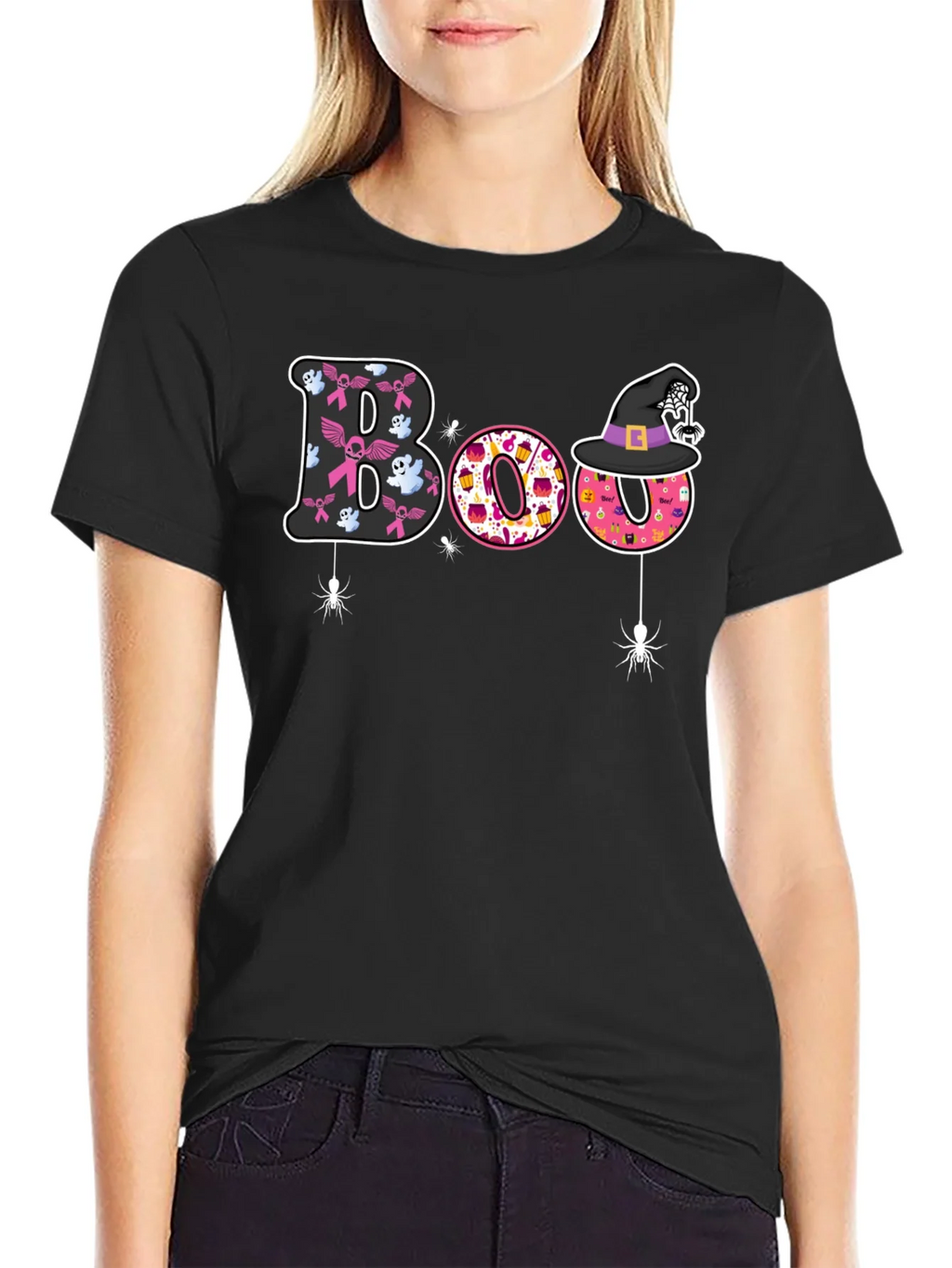 Boo Halloween Graphic Tee - Breast Cancer Awareness product image 2