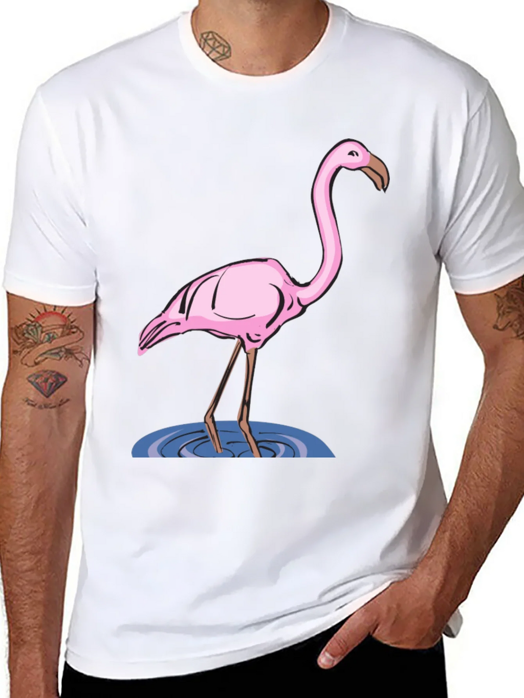 Flamingo Graphic Tee - Black Cotton T-Shirt product image 7