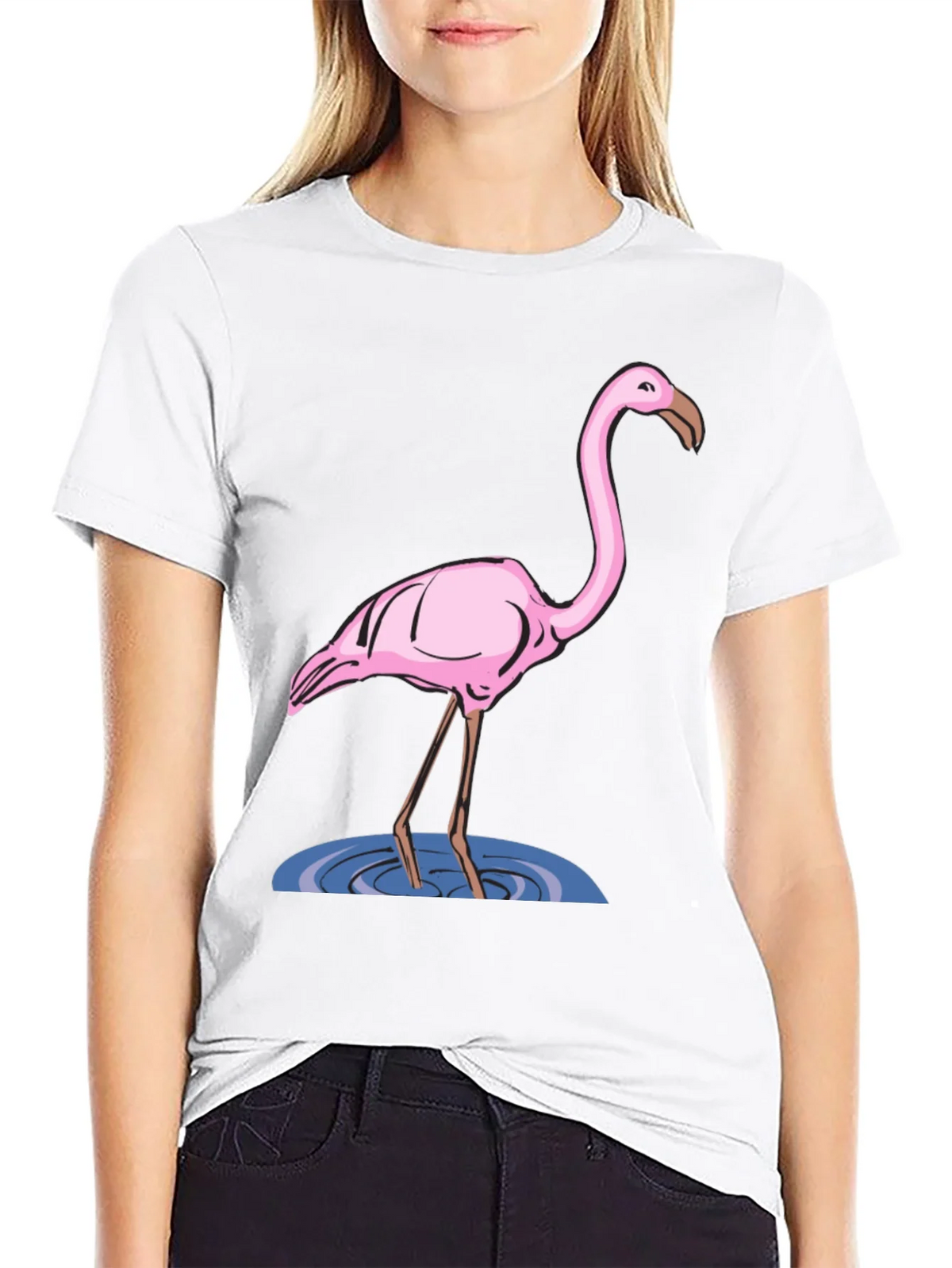 Flamingo Graphic Tee - Black Cotton T-Shirt product image 8