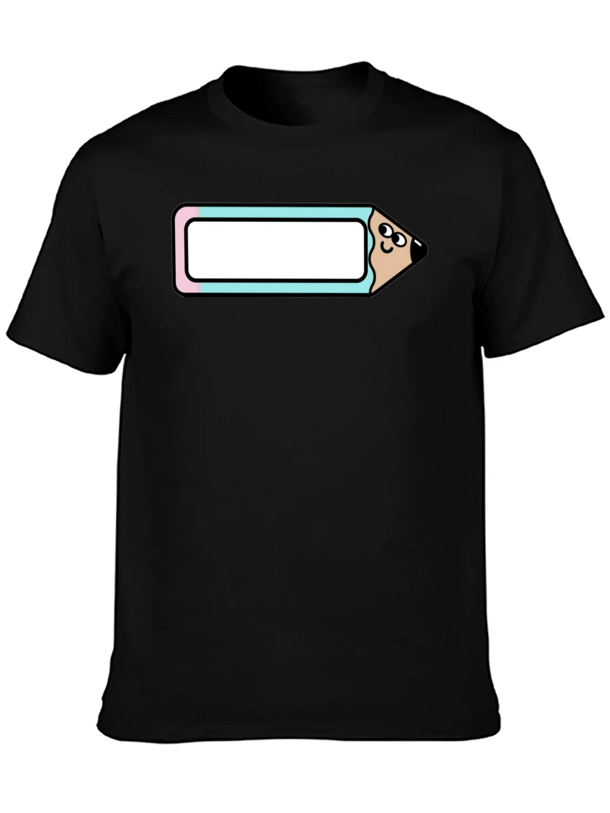 Cute Cartoon Pencil T-Shirt - Black Cotton Tee product image 6