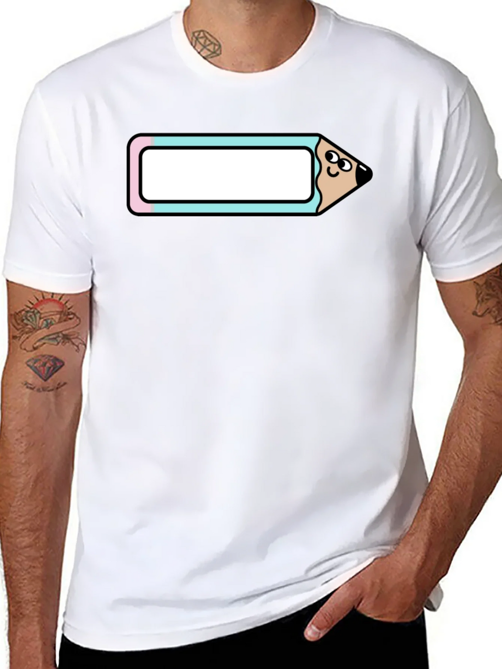 Cute Cartoon Pencil T-Shirt - Black Cotton Tee product image 10