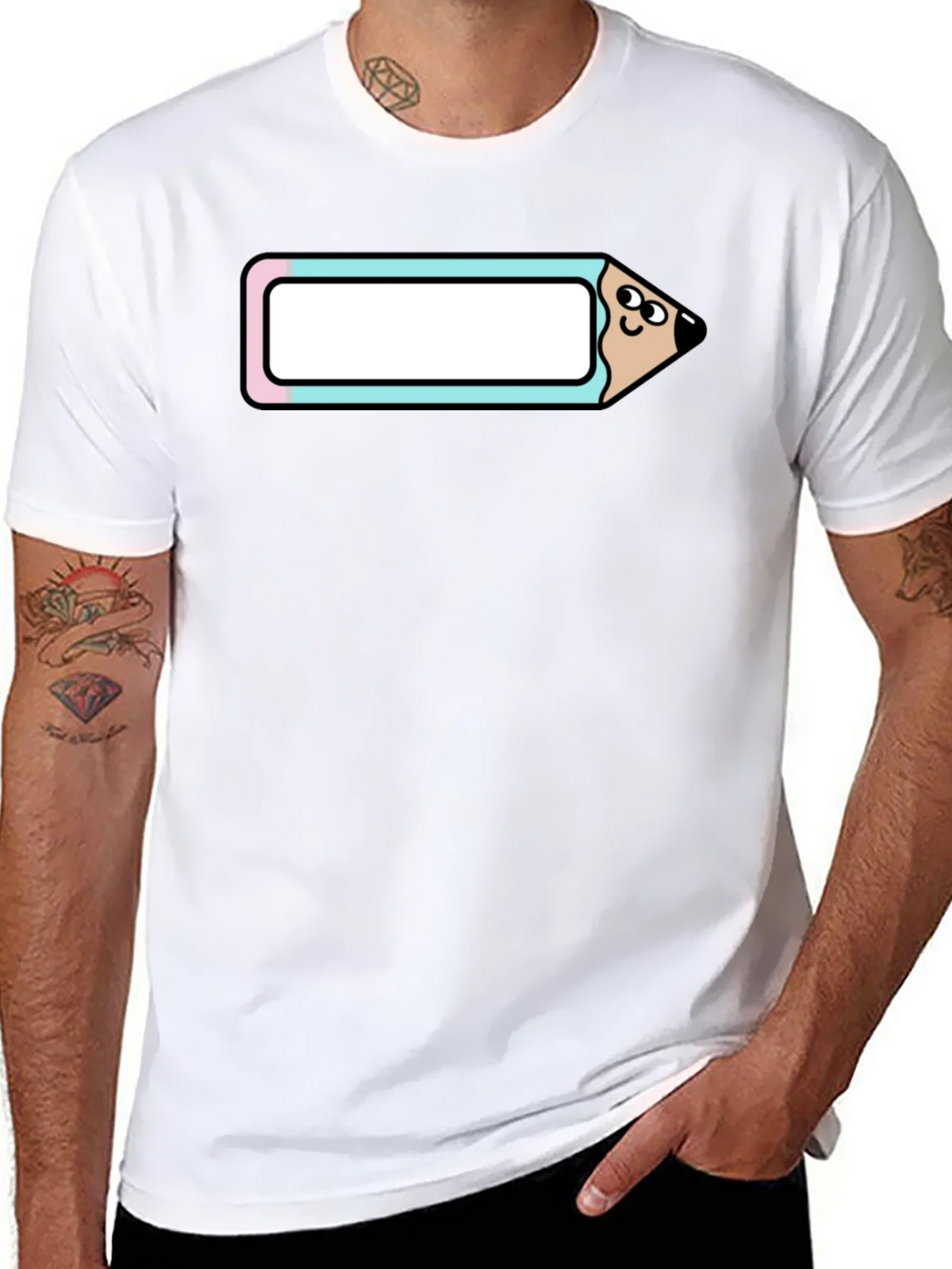 Cute Cartoon Pencil T-Shirt - Black Cotton Tee product image 10