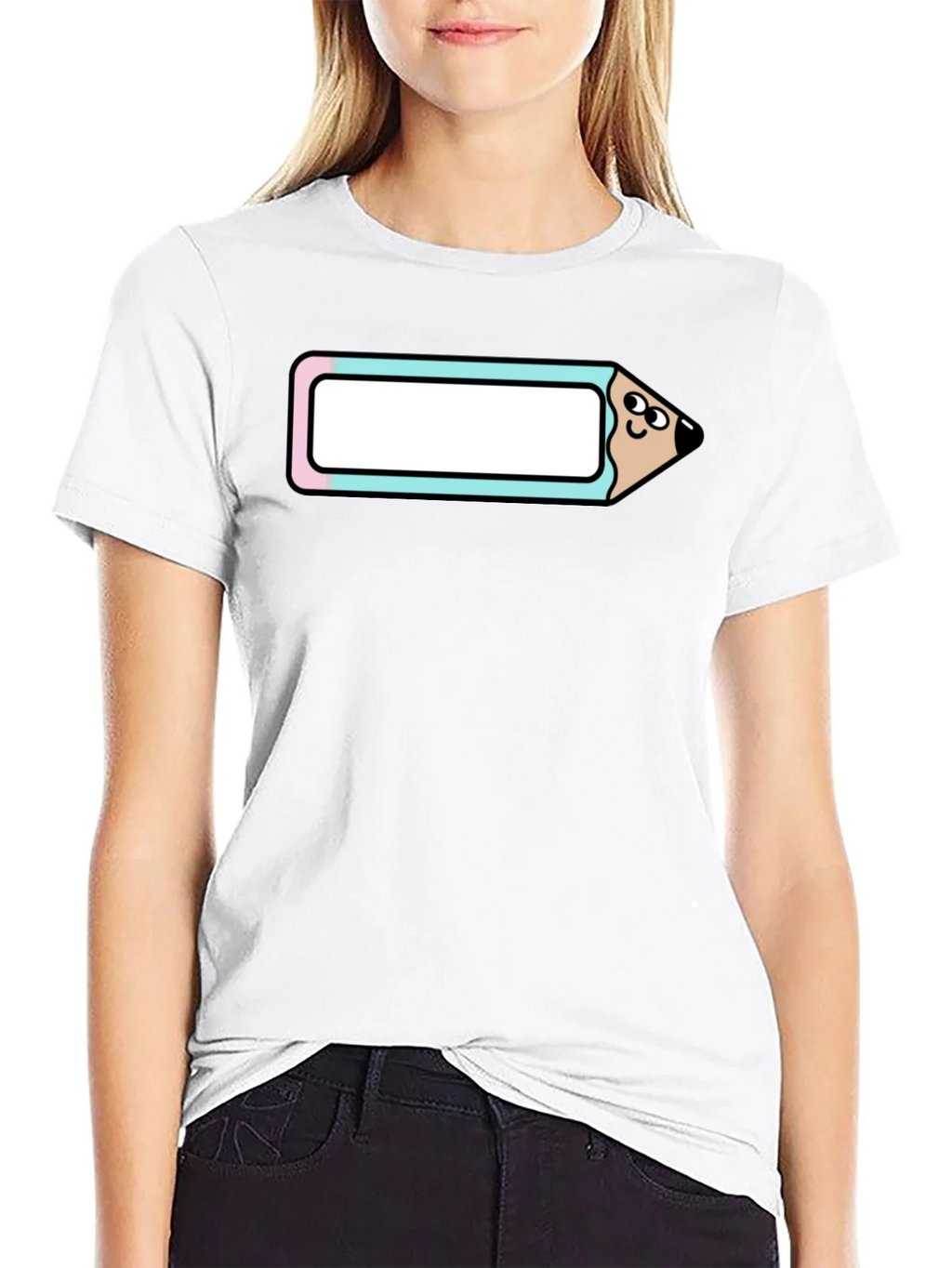 Cute Cartoon Pencil T-Shirt - Black Cotton Tee product image 11
