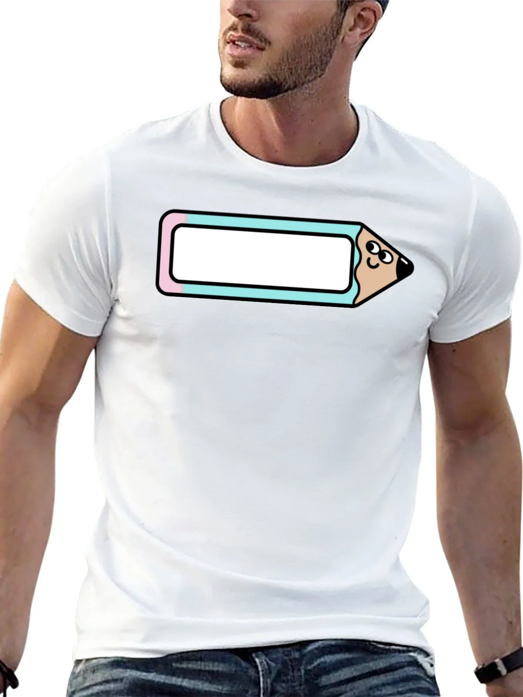 Cute Cartoon Pencil T-Shirt - Black Cotton Tee product image 4