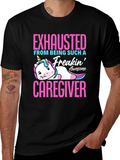 Exhausted Caregiver Unicorn T-Shirt product image 1
