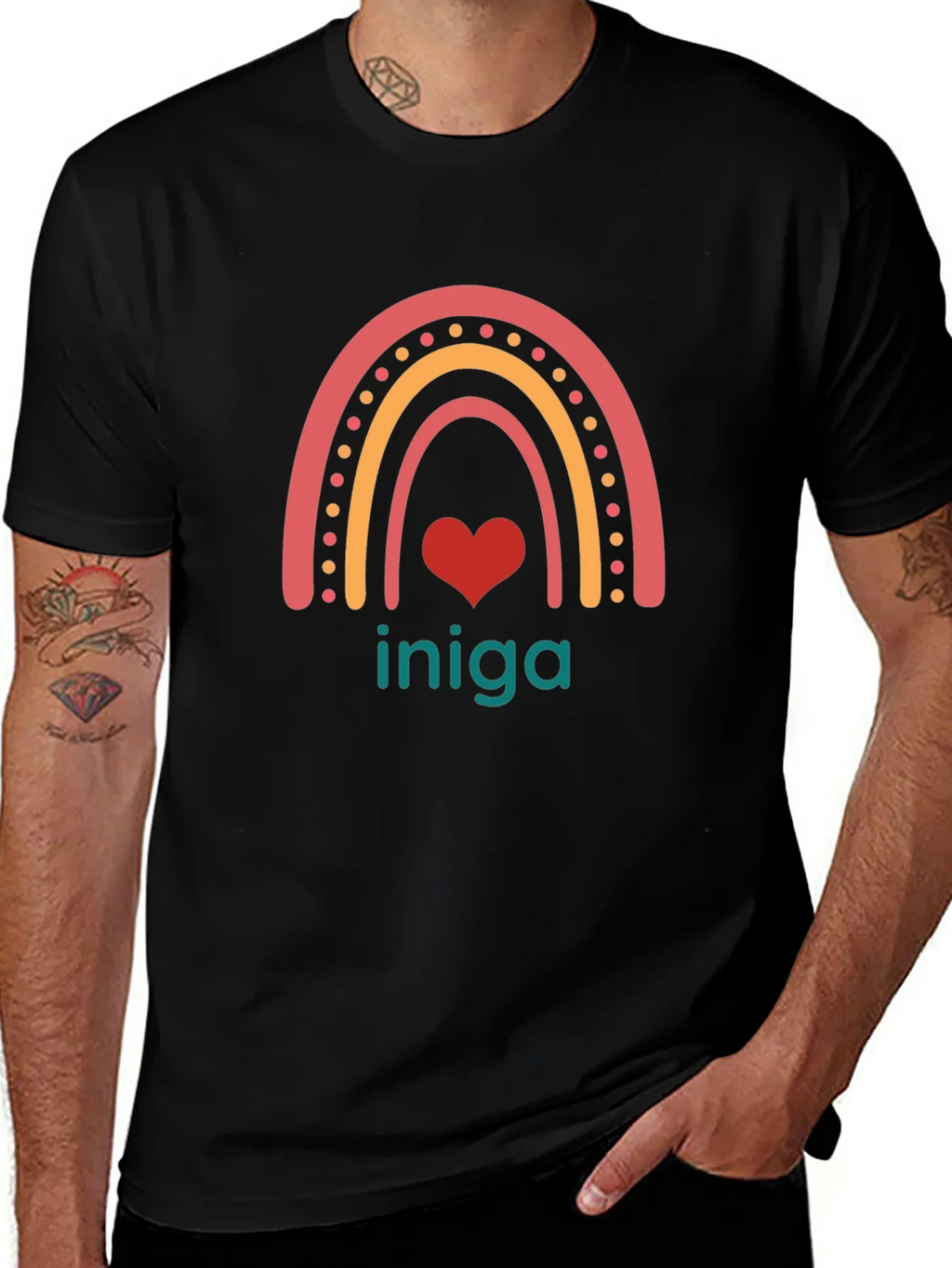 Rainbow Heart Iniga Graphic Tee - Black product image 1