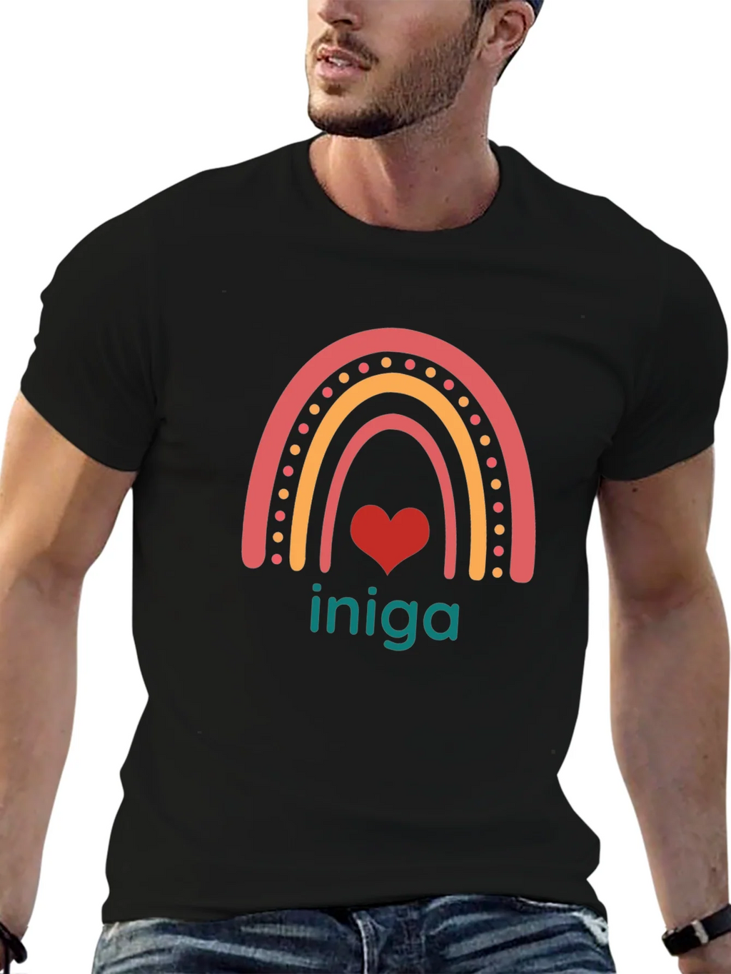 Rainbow Heart Iniga Graphic Tee - Black product image 6