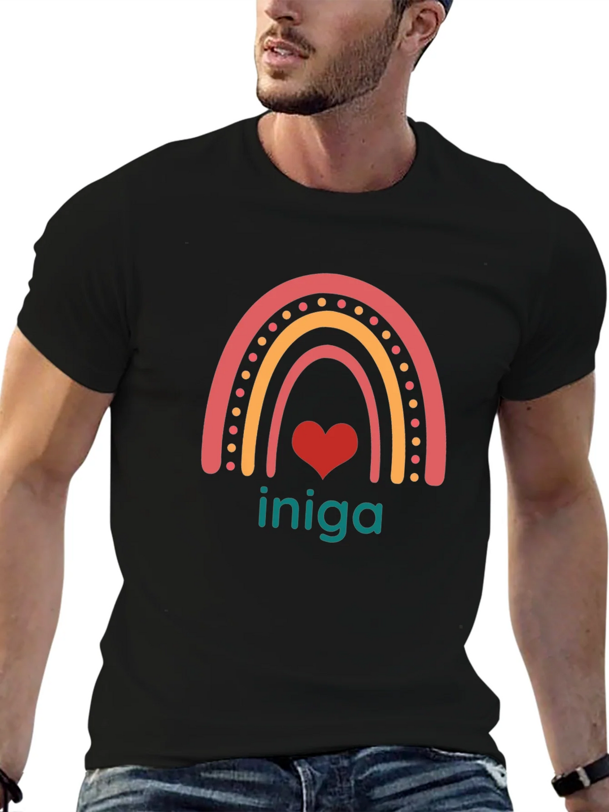 Rainbow Heart Iniga Graphic Tee - Black product image 6