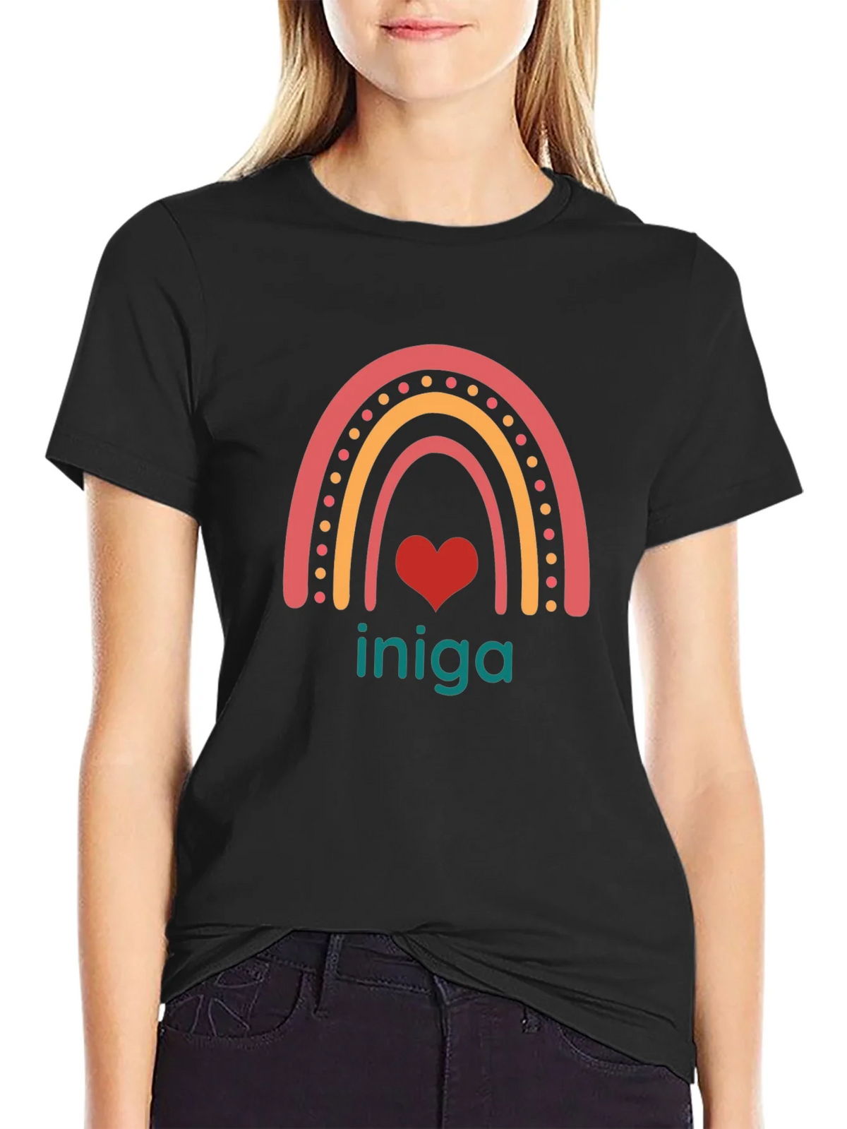 Rainbow Heart Iniga Graphic Tee - Black product image 2