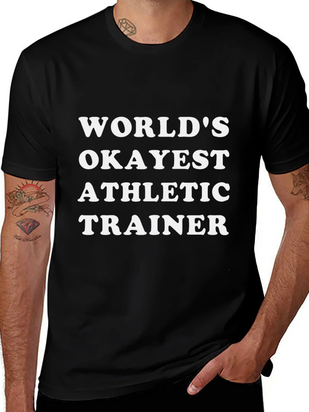 Worlds Okayest Athletic Trainer Black T-Shirt product image 1