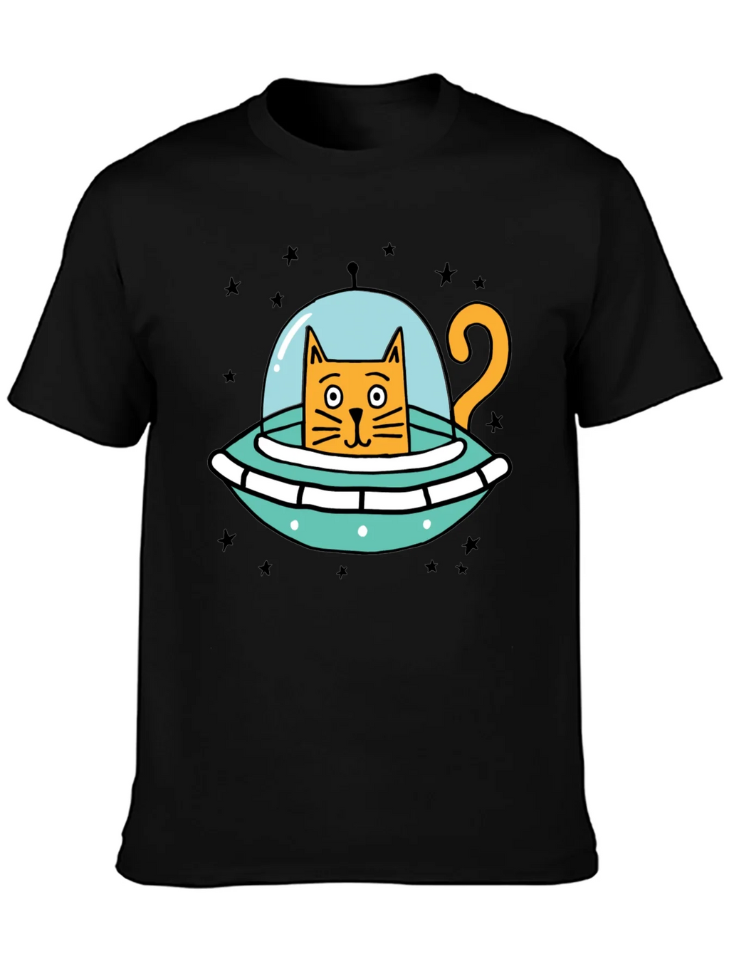 Cosmic Cat UFO Black T-Shirt product image 6