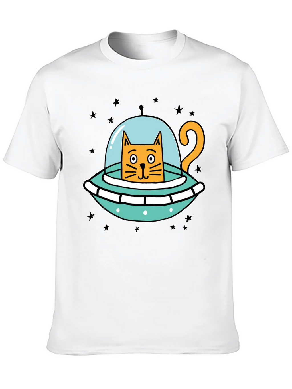 Cosmic Cat UFO Black T-Shirt product image 12