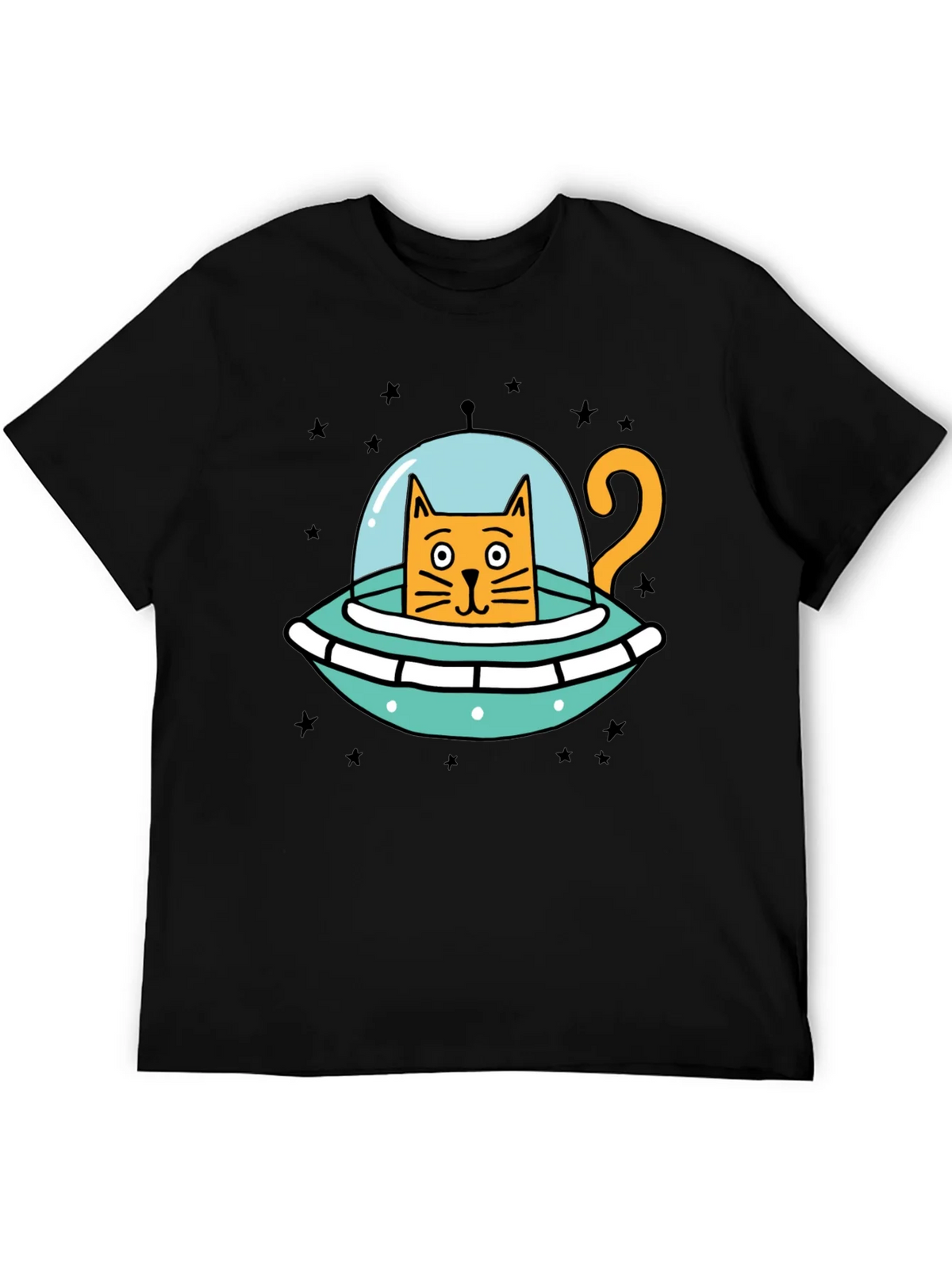 Cosmic Cat UFO Black T-Shirt product image 8
