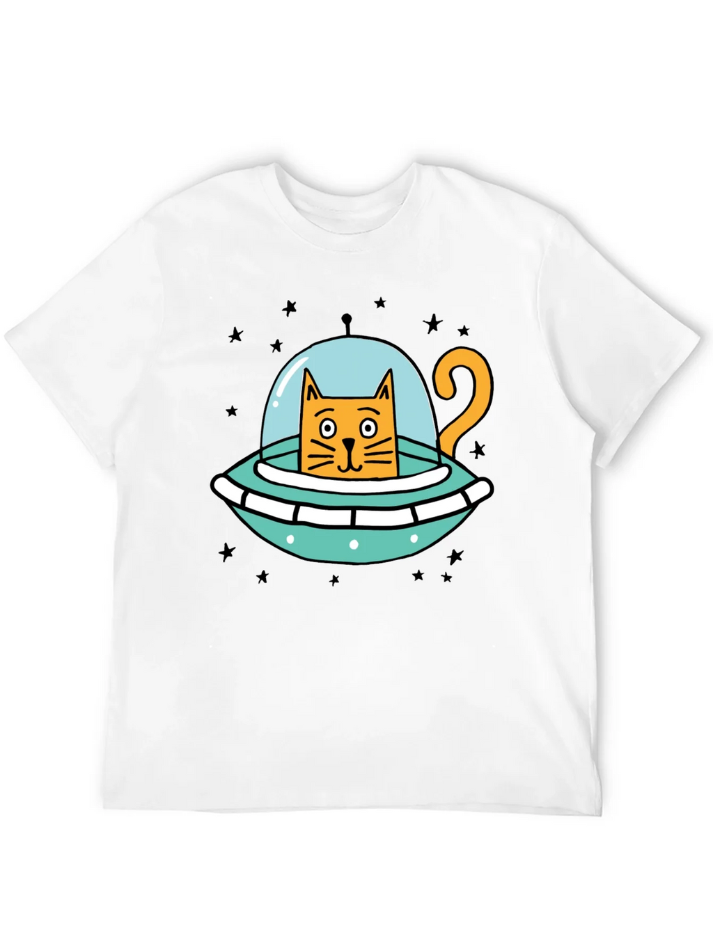 Cosmic Cat UFO Black T-Shirt product image 3