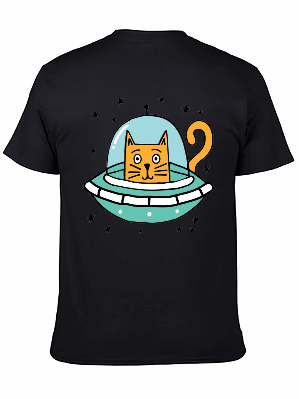 Cosmic Cat UFO Black T-Shirt product image 7