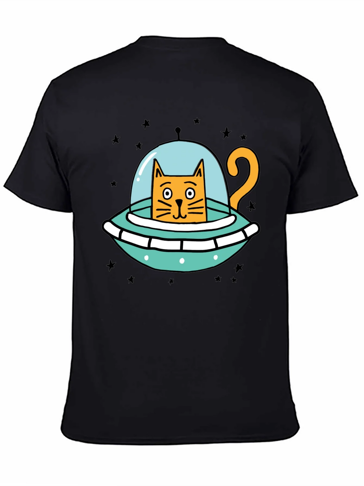 Cosmic Cat UFO Black T-Shirt product image 7