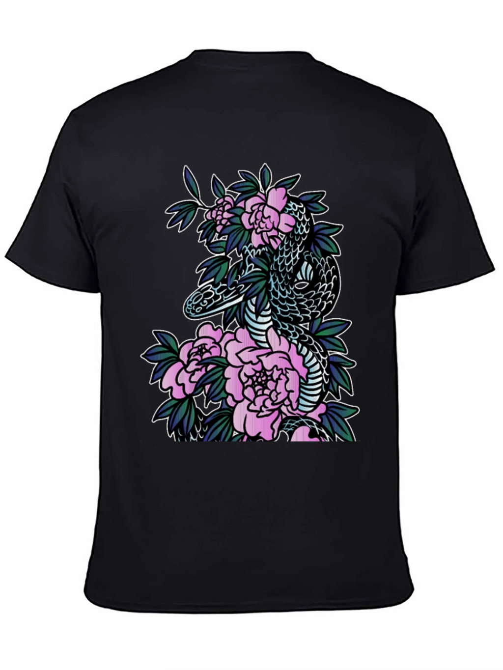 Snake & Floral Print Black T-Shirt product image 4