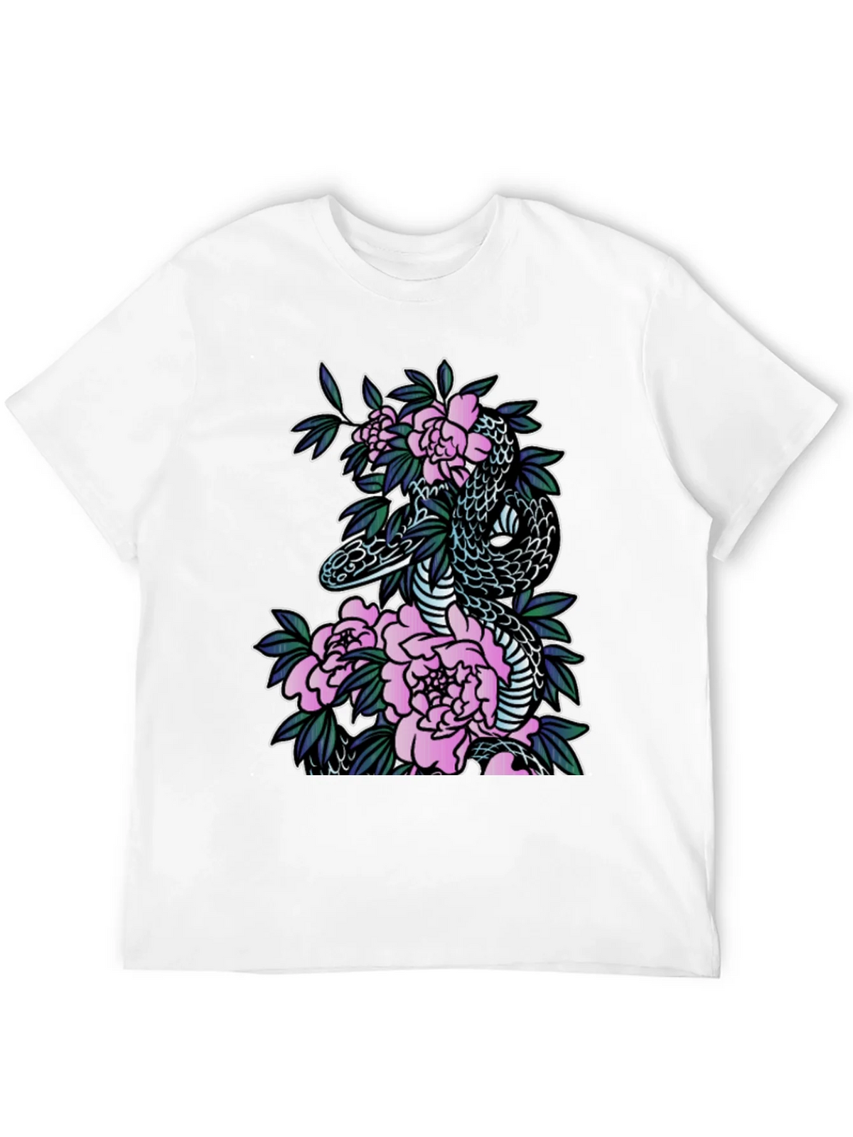 Snake & Floral Print Black T-Shirt product image 11