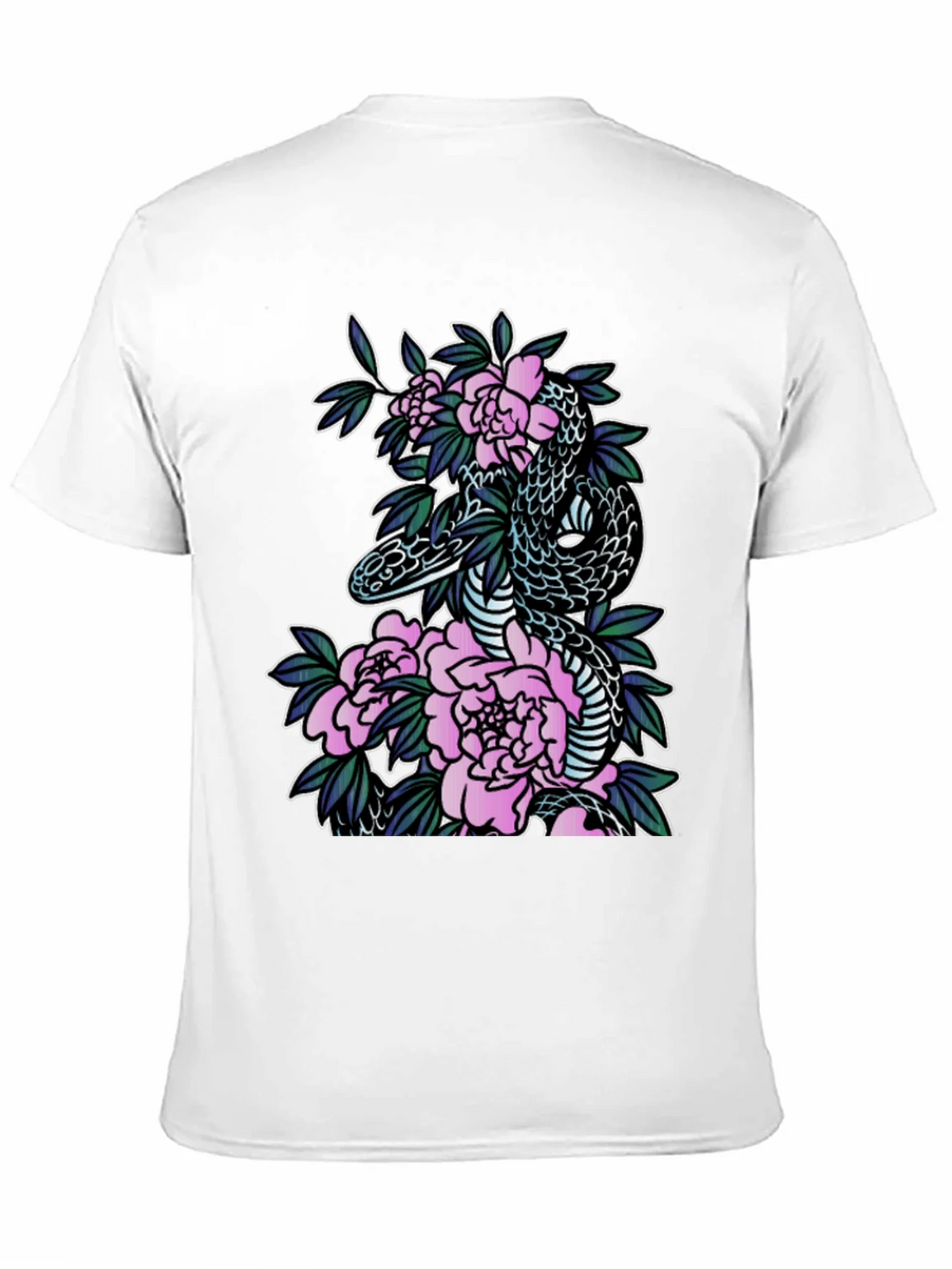 Snake & Floral Print Black T-Shirt product image 10