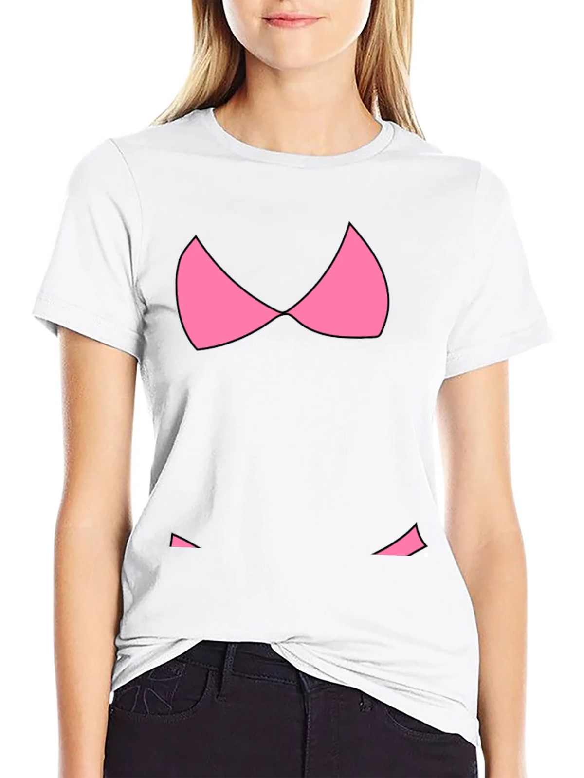 Funny Pink Bikini Top Graphic T-Shirt - Black product image 11