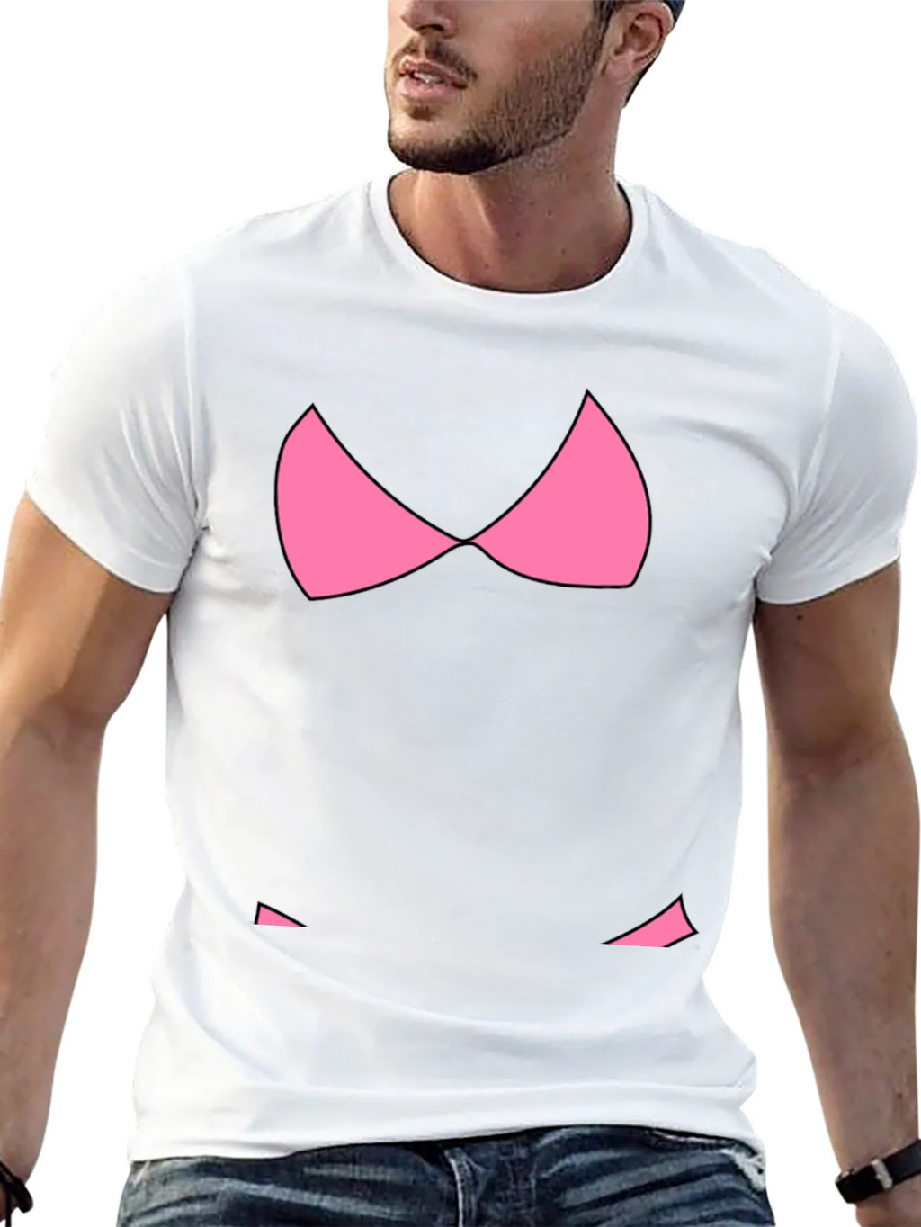 Funny Pink Bikini Top Graphic T-Shirt - Black product image 4