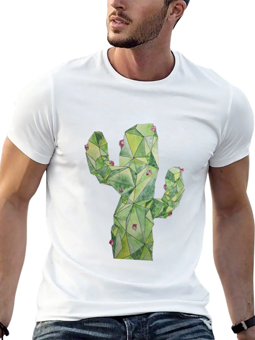 Geometric Cactus Print Black T-Shirt product image 12